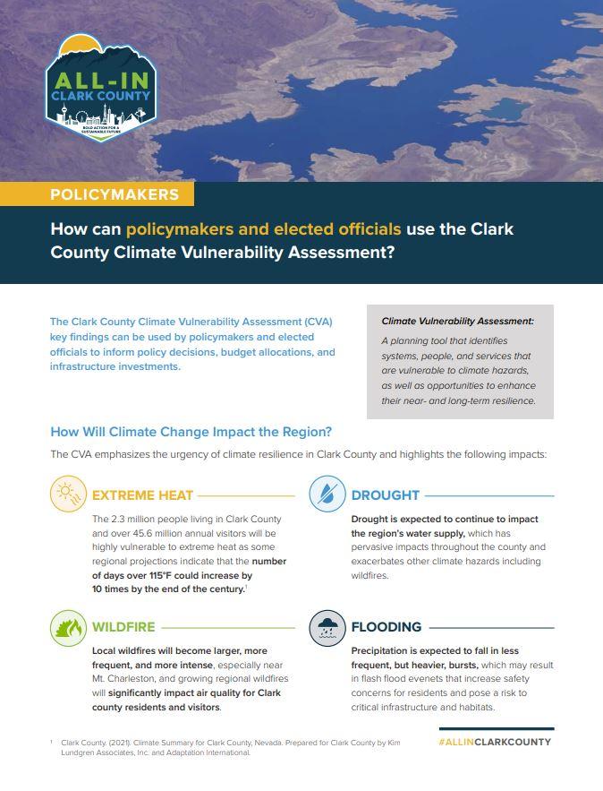 Climate Vulnerability Assessment Takeaways for Policymakers and Elected Officials Factsheet