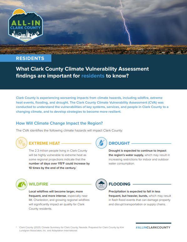 Climate Vulnerability Assessment Takeaways for Residents Factsheet
